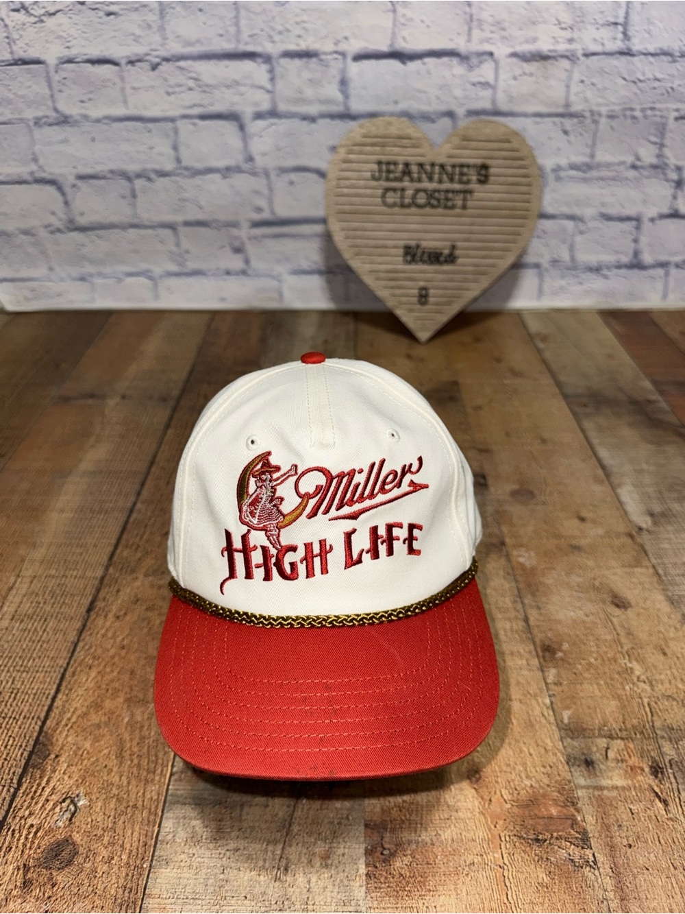 Miller High Life White/orange Snapback Hat – Embroidered Girl in the Moon Logo